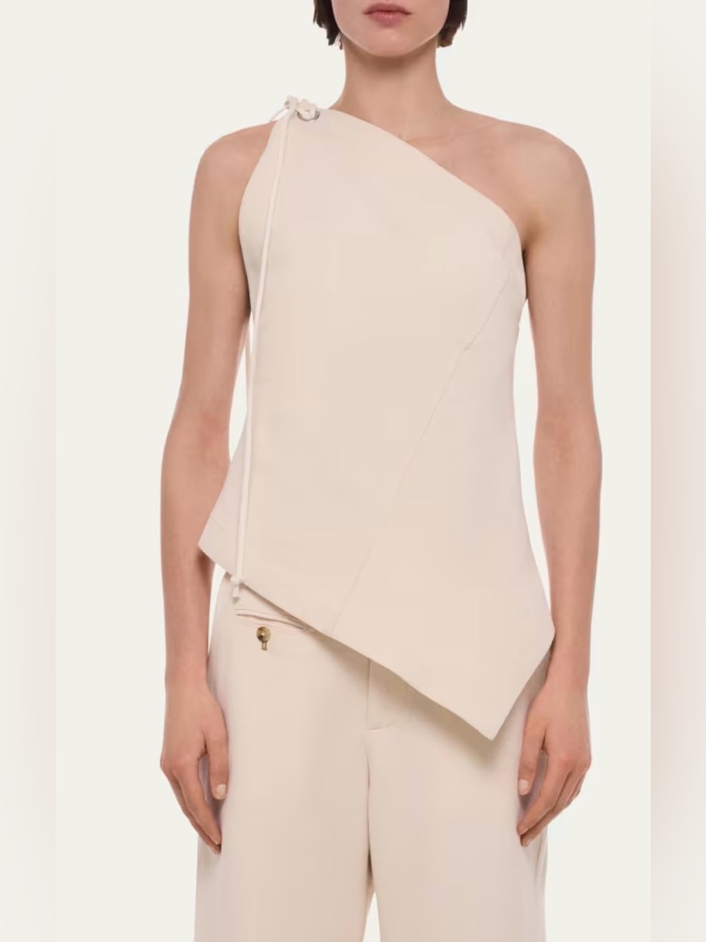 NWT: HELMUT LANG Asymmetric One-Shoulder Sailor Top in Muslim, sz XS/2